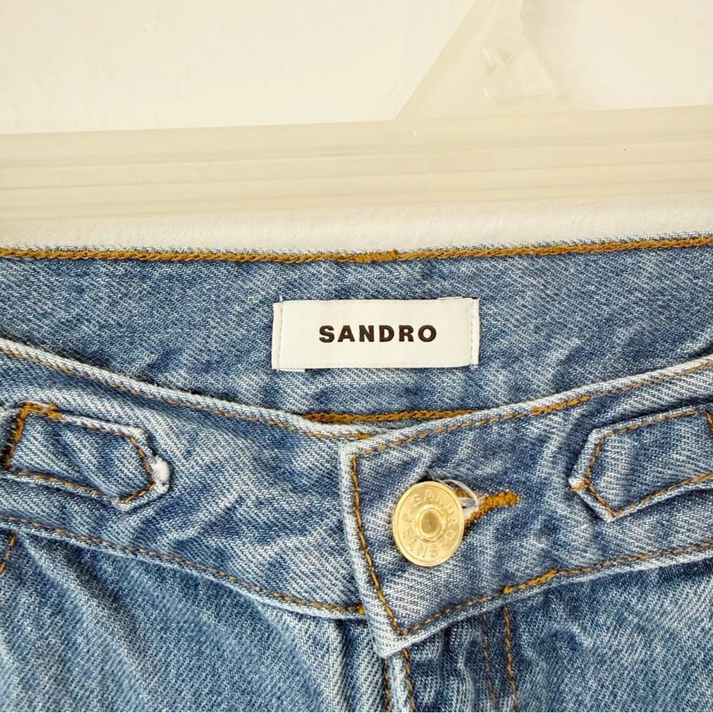 Sandro High Rise Blue Women's Jeans with Chain Detail Sz 40/8 - Picture 4 of 13
